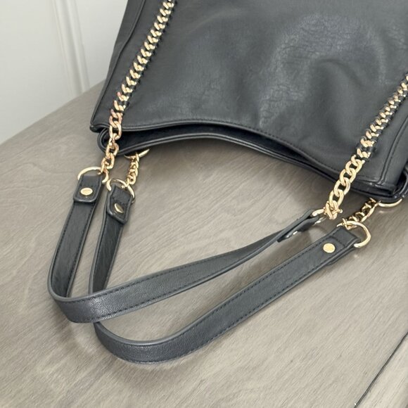 Miztique Black Purse With Gold Tone Chain Accents - Picture 7 of 14
